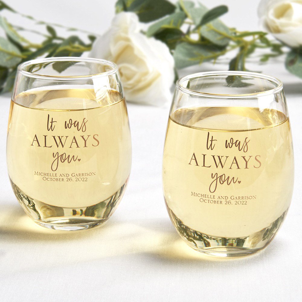 Personalized Stemless Wine Glass Wedding And Party Favors